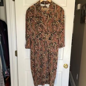 Liz Robert’s paisley semi wrap dress